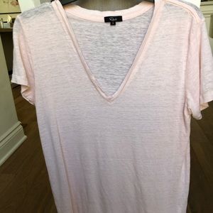 Rails Cara linen blend tee S blush